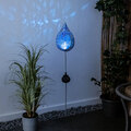 LED Außen Solarleuchte Stecklampe blau Garten Dekoleuchte Crackle Glas Höhe 90cm