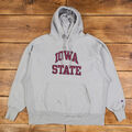 Vintage Champion College Hoodie 2XL Iowa State Spell Out Rundhals Taschen