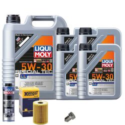 Motoröl 5W30 LIQUI MOLY 9L+HENGST Ölfilter+Spülung+Ölablassschraube