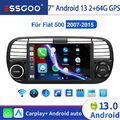 Für Fiat 500 2007-2015 64GB Autoradio Android 13 Apple Carplay GPS NAVI WIFI SWC