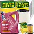 MANN INSPEKTIONSPAKET+5L MANNOL NRG 5W-30 ÖL passend für A4 B9 A5 F5 Q5 2-4.0TDI