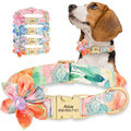 Blumen Personalisiert Hundehalsband mit Namen Gravur Nylonhalsband Verstellbar 