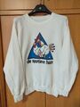 Vintage 90er Sweatshirt Herren Unisex weiß mit Aufdruck, Aufschrift Sport Hahn