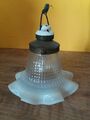 alte Leuchte Lampe Deckenlampe antik Jugendstil Glas Messing um 1900 alt