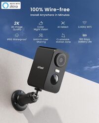 ieGeek 2K 3MP Überwachungskamera Aussen Akku Kabellose WLAN Nachtsicht CCTV PIR