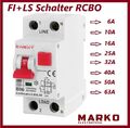 FI/LS Schalter RCBO 06-32A 30mA Fehlerstromschutzschalter Leitungsschutzschalter