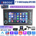 2+64G Autoradio DAB+ Für Audi A4 8E S4 B6 B7 RS4 Android 13 Carplay GPS NAVI RDS