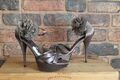 TAUPE RIEMCHEN PLATEAU STILETTO SANDALE VON BLACK GARDENIA GR. 7 / 41 GEBRAUCHT 