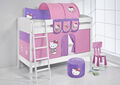 Lilokids Etagenbett Hochbett Kinder Bett massive Kiefer IDA 4106 weiß + Vorhang