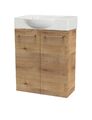 Gäste WC Set SBC 2-tlg 55cm Badezimmerschrank Badmöbel Braun Fackelmann MILANO