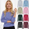 Damen Feinstrick Pullover Elegant Strukturmuster Longsleeve Rundhals Sweater