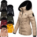 Marikoo Damen Winter Jacke Parka Mantel Stepp Winterjacke gefüttert Kapuze B884