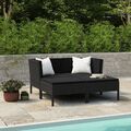 4-tlg. Garten-Lounge-Set mit Auflagen Poly Rattan Schwarz