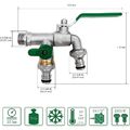 Garten Doppel Wasserhahn aus Messing Auslaufhahn Kugelhahn 1/2 3/4 zoll Anschlus