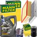 MANN INSPEKTIONSPAKET+5L MANNOL 504 5W-30 ÖL passend für 1.6+2.0 AUDI A4 B6 B7