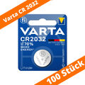 100 x Varta CR 2032 DL2032 3V Lithium Batterie Knopfzelle Blister 6032 230mAh