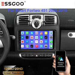 9" Autoradio Carplay Android 13 GPS NAVI 64G RDS Für Benz Smart Fortwo 451 05-10