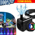 Teichpumpe 800L/h Garten Koi Springbrunnen Aquarium Tauchpumpe mit 12 LEDs Lampe