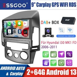 DAB+ Für Hyundai i30 2006-2011 64G Android 13 Autoradio Carplay GPS RDS WIFI KAM