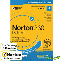 NORTON 360 Deluxe 2025 3 Geräte |PC,Mac,Android,iOS| Internet Security DE-LizenzAUTHORISED RESELLER | ESD Versand @ 2 min | RECHNUNG |