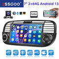 2+64G Android 13 Autoradio Für Fiat 500 07-2015 GPS DAB Navi Carplay USB +KAM BT