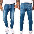 Jeans Hose Herren Jeans Stretch Jeanshosen Slim Fit Blau Pants Männerhose Basic