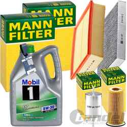 MANN INSPEKTIONSPAKET+5L MOBIL 1 5W-30 MOTORÖL passend für AUDI A4 B7 2.0 TFSI