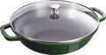 Staub Specialities Wok mit Glassdeckel, 30 cm rund Gusseisen Basilikum-Grün