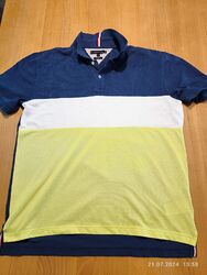 TOMMY HILFIGER   Herren Poloshirt / Polo-Shirt  XL  blau-weiß-gelb TOP!