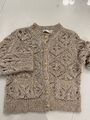 Zara Cardigan Strickjacke Lochmuster-Beige Gr.S