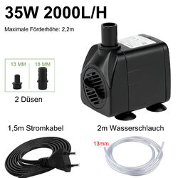 5W-60W Teichpumpe Wasserpumpe Aquarium Springbrunnen Gartenteichpumpe Tauchpumpe