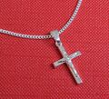 Kreuz Anhänger mit Gliederkette Echt Silber 925 Jesus Kommunion alle Längen...