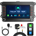 128GB Android 13 Autoradio CarPlay 4G LTE+Mikrofon Für VW Touran Golf V VI Polo