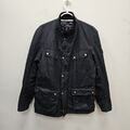 Barbour Duke Wax Waterproof Navy Biker Quilted Country Jacket Coat Size Medium #