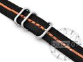 Uhrenarmband Wasserfest CUT Militär  Strong schwarz-orange Streifen 18mm 22mm