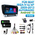 10 ZOLL Für Seat Ibiza IV 6J 6P 2009-2013 Android 13 Autoradio 64G GPS Carplay 