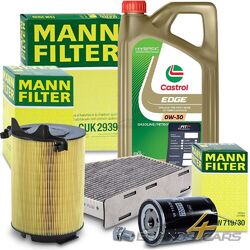 MANN-FILTER INSPEKTIONSPAKET+5L CASTROL EDGE 0W-30 FÜR VW JETTA 3 1K 1.6 # # # INKL. ÖLABLASS-SCHRAUBE MIT DICHTRING # # #