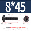 Linsenkopfschrauben ISK ISO 7380 M2 M2,5 M3 M4 M5 M6 M8 Edelstahl V2A A2 Schwarz