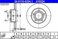 2x Bremsscheibe ATE 24.0110-0224.1 für AUDI A4 VW B5 PASSAT 8D2 3B5 3B2 3B3 8D5