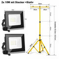 2x LED Fluter Flutlicht Baustrahler Scheinwerfer mit Stativ Stecker 30/50/100W