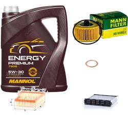 MANN Inspektionspaket 5 L MANNOL Energy Premium 5W-30 für Mercedes A-Klasse