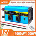 2000W 4000W Reine Sinuswelle Spannungswandler DC 12V AC 230V Wechselrichter 4USB