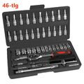 46tlg Set Steckschlüssel Satz Set 1/4" Knarrenkasten Ratschenkasten Nusssätze DE