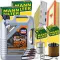 MANN INSPEKTIONSPAKET+5L LIQUI MOLY 5W-30 ÖL passend für AUDI A3 8P VW 1.6 FSI