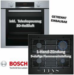 Bosch Herdset autark Backofen-Set HBA3140S0 mit Gas-Kochfeld PPP6A6B90 - 60cm