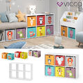 Raumteiler Regal Bücherregal Weiß 6 Fächer Standregal Kinder-Faltboxen Vicco