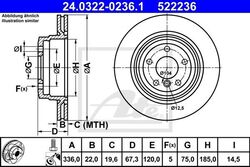 ATE BREMSSCHEIBEN Ø336MM + BREMSBELÄGE HINTEN FÜR BMW 3 BMW