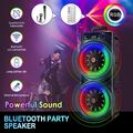 Mobiler DJ PA Party Bluetooth Lautsprecher LED Akku Box Karaoke Maschine 30W