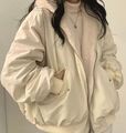 Winter Parka creme beige naturweiß Kapuze doppelseitig Fleece Jacke