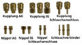 Druckluftkupplung Schnellkupplung Stecknippel Stecker Tülle Messing Schlauchverb